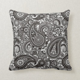 Almofada Travesseiro preto e branco de Paisley