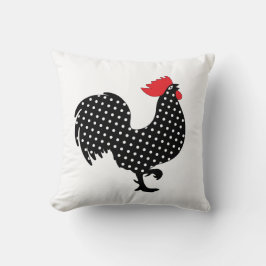 Almofada Travesseiro preto e rooster vermelho