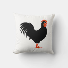 Almofada Travesseiro preto e rooster vermelho
