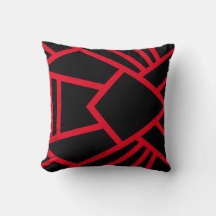 Almofada Travesseiro preto e vermelho estilo geométrico abs
