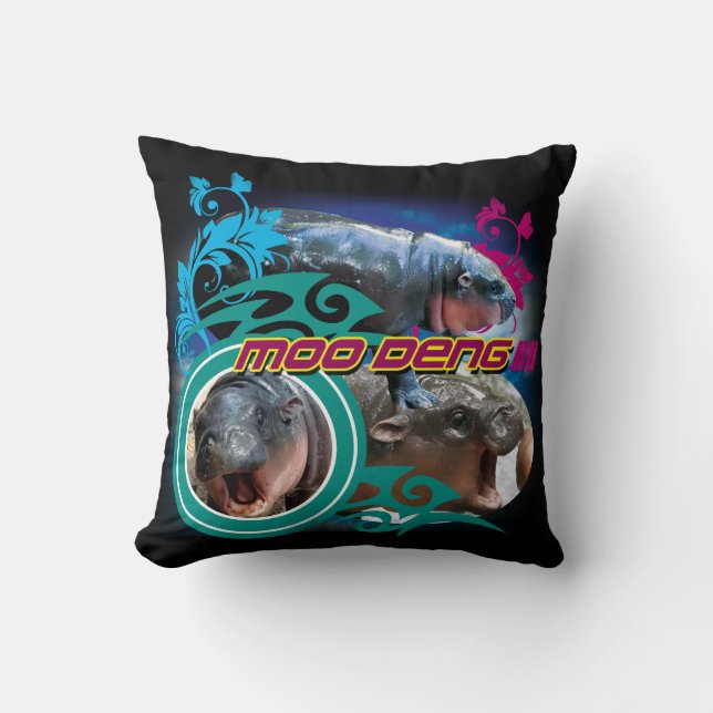 Almofada Travesseiro Preto MooDeng2 (Frente)
