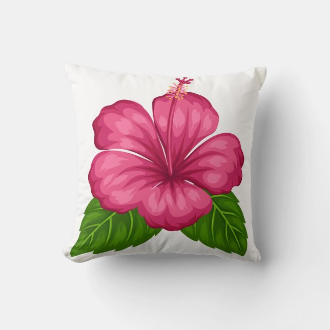 Almofada Travesseiro Quadrado-Flor de Hibisco Rosa (Frente)