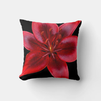 Almofada Travesseiro Quadrado Flor de Lírio Asiático Preto 