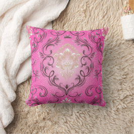 Almofada Travesseiro Quadrado Rosa Damask