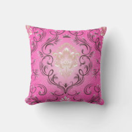 Almofada Travesseiro Quadrado Rosa Damask