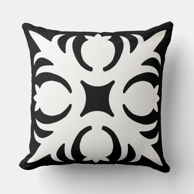 Almofada TRAVESSEIRO QUILT Moderno HAWAII - preto e branco  (Frente)