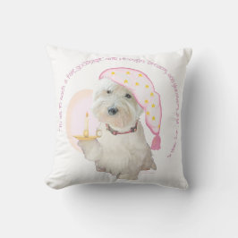Almofada Travesseiro Redondo Rosa Noite Feliz Westie com Ve