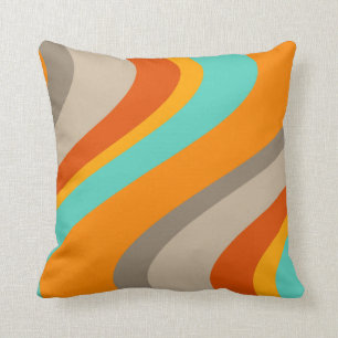 Almofada Travesseiro retro das ondas Funky - laranja e