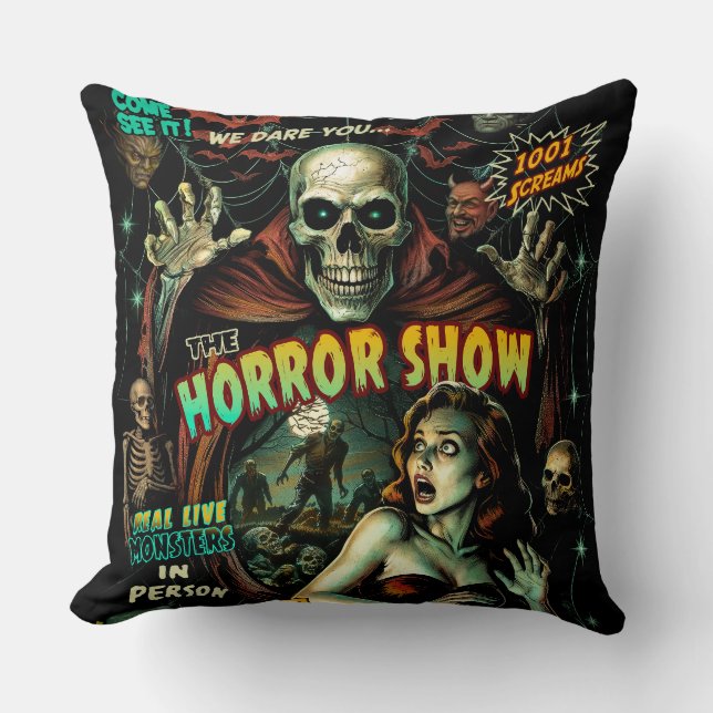 Almofada Travesseiro Retro de Terror Spook Show (Frente)