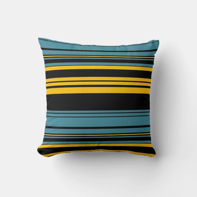 Almofada Travesseiro retro preto amarelo azul do design da (Frente)