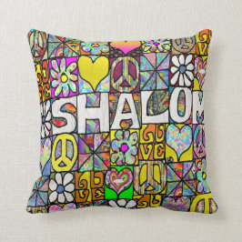 Almofada Travesseiro Retrô Psicodélico Shalom LOVE dos Anos