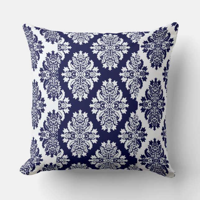 Almofada Travesseiro reversível com marinho Azul Damask. (Frente)