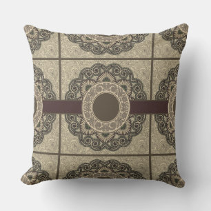 Almofada Travesseiro Reversível Medallion Design Taupe