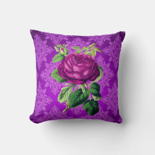 Almofada Travesseiro Reversível Rosa Roxo Vintage