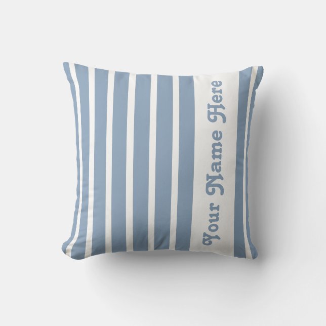 Almofada Travesseiro Rock Blue Safari Stripe com nome (Frente)