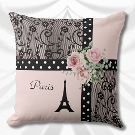 Almofada Travesseiro Romance Bolinhas Rosa Paris França