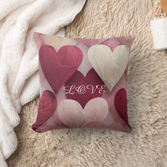 Almofada Travesseiro Romântico com Padrão de Coração Rosa S (Cobertor)