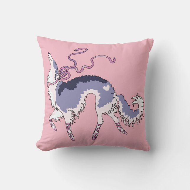 Almofada Travesseiro Rosa Borzoi Ballet (Frente)