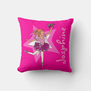 Almofada Travesseiro rosa de bailarina menina cabelo vermel