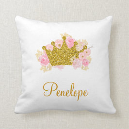 Almofada Travesseiro Rosa E Dourado, Nome Da Princesa