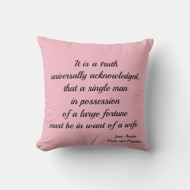 Almofada Travesseiro Rosa Jane Austen Casado Me (Frente)