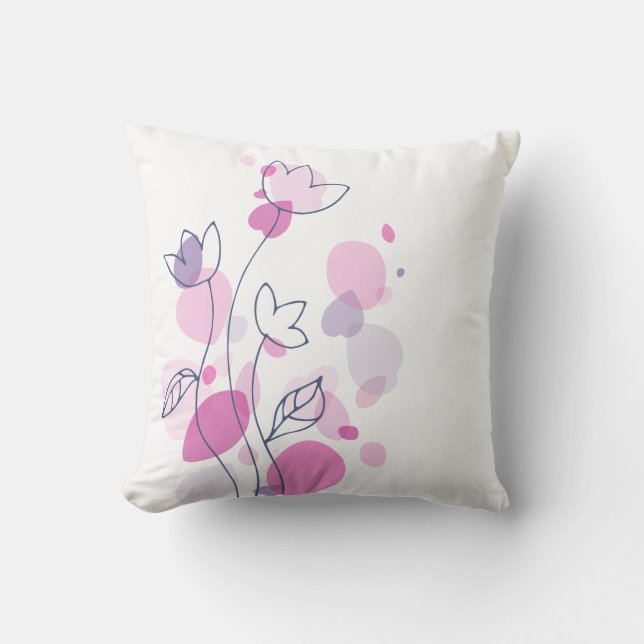 Almofada Travesseiro rosa-marinho branco de pétala de flor  (Frente)