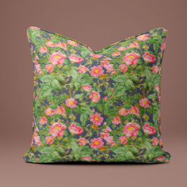 Almofada Travesseiro Rosa Vintage em Cinza Carvão