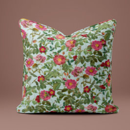 Almofada Travesseiro Rosa Vintage em Verde-Mint Suave