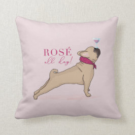 Almofada Travesseiro Rosé do buldogue francês o dia inteiro
