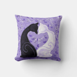 Almofada Travesseiro Roxo Casal Gato Coração Borboletas