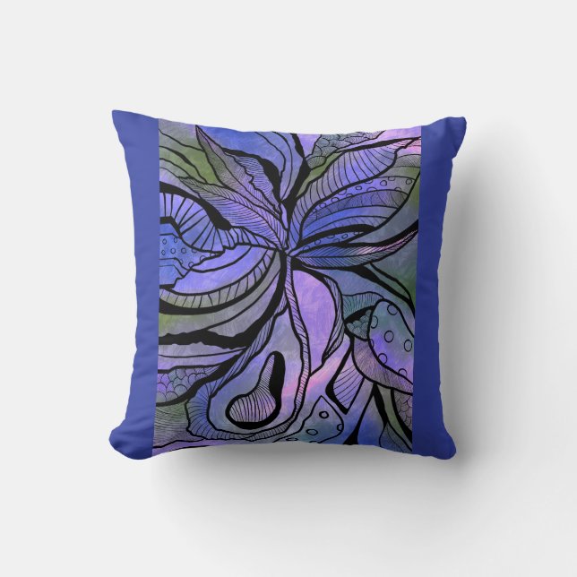 Almofada Travesseiro roxo com design floral abstrato (Frente)