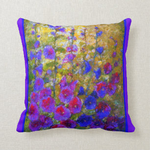Almofada Travesseiro roxo do jardim dos Hollyhocks da noite