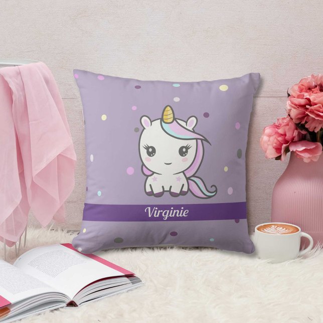 Almofada Travesseiro Roxo do Unicórnio Bonito (Cute Unicorn Purple Pillow)