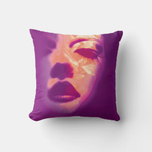 Almofada Travesseiro roxo pintado encanto da cara da forma