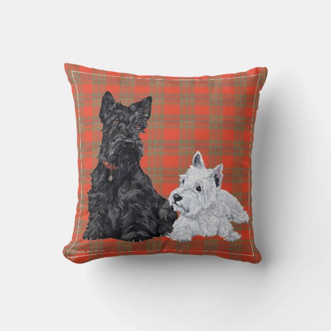 Almofada Travesseiro Scottie e Westie Pup - Terrier (Frente)
