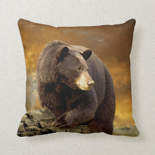Almofada Travesseiro selvagem do urso preto por Lois Bryan