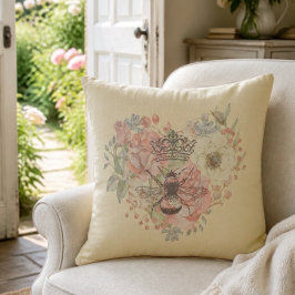 Almofada Travesseiro Shabby Chic Coroa Abelha