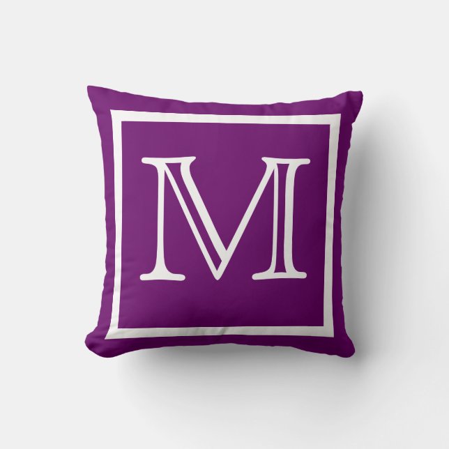 Almofada TRAVESSEIRO simples de Grama Roxo MONOGRAM (Frente)