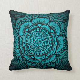Almofada Travesseiro Teal e Black Mandala