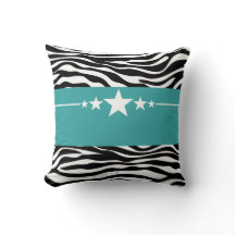 Travesseiro Teal Sassy Star Zebra