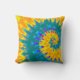 Almofada Travesseiro Tie Dye Espiral Amarelo e Azul