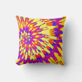 Almofada Travesseiro Tie Dye Espiral Amarelo, Magenta e Lar