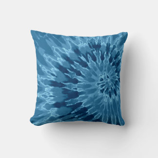 Almofada Travesseiro Tie Dye Espiral Azul sobre Azul