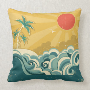 Almofada Travesseiro tropical das ondas do surf