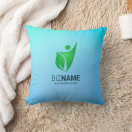 Almofada Travesseiro turquesa com um logotipo de figura abs