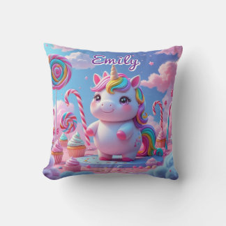Almofada Travesseiro Unicorn de Candy Bonito - Nome Editáve