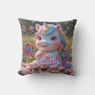 Almofada Travesseiro Unicorn Picnic Candy - Nome Editável