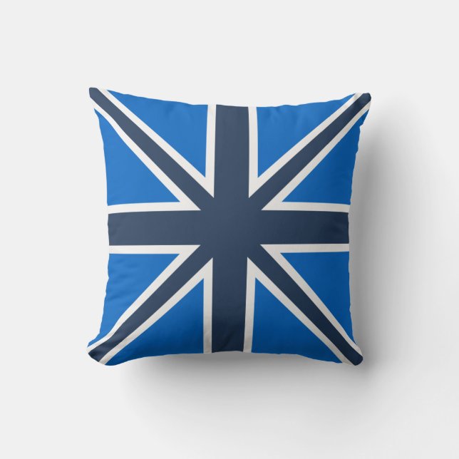 Almofada Travesseiro Union Jack Tons de Azul (Frente)
