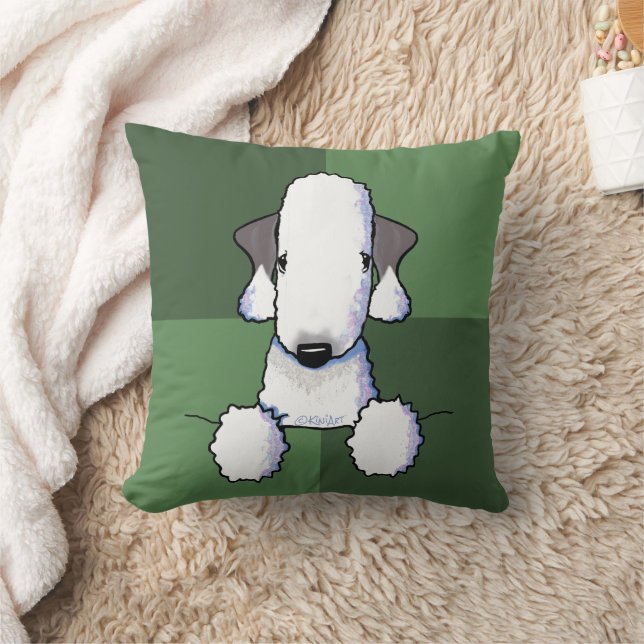 Almofada Travesseiro Verde de Arremesso Bedlington Terrier (Cobertor)