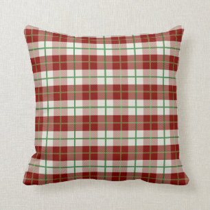 Almofada Travesseiro vermelho, branco, e verde da xadrez